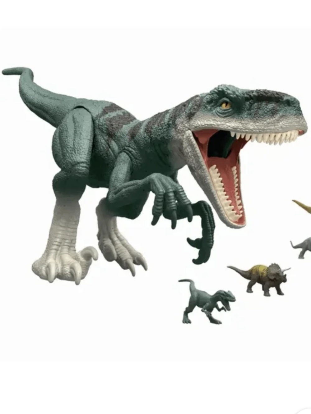 Jurassic World Atrociraptor Playset – Green Large dinosaur 37 inch with 4 small